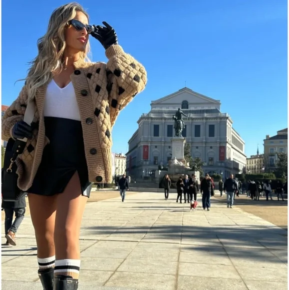 ❌️SOLD❌️STRUCTURED KNIT CARDIGAN TAUPE BROWN SIZE S - Picture 4 of 16